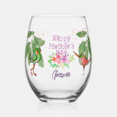 母かわいらしの日の鳥 ステムなしワイングラス (正面)