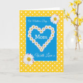 母かわいらしの日カード：デイジーチェーン、水玉模様 カード (黄色い花)