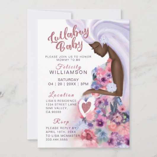 母かわいらしはフローラの赤ちゃんシャワー招待状 招待状 (正面)