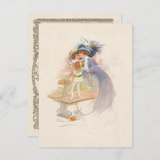 母かわいらしビクトリアンと娘 シーズンポストカード (正面/裏面)