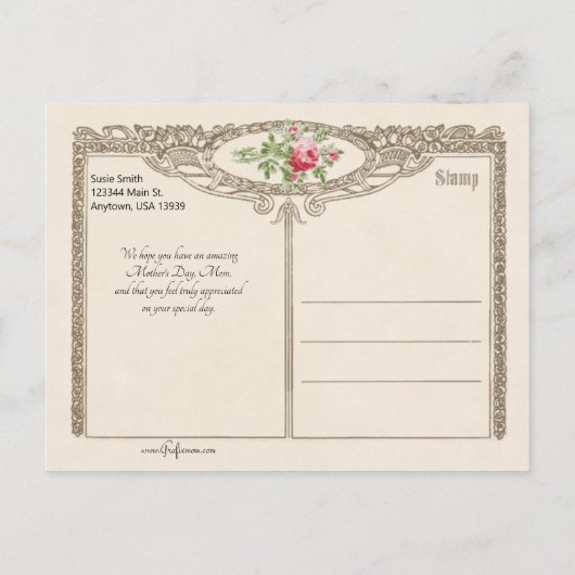 母かわいらしビクトリアンと娘 シーズンポストカード (裏面)