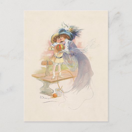 母かわいらしビクトリアンと娘 シーズンポストカード (正面)