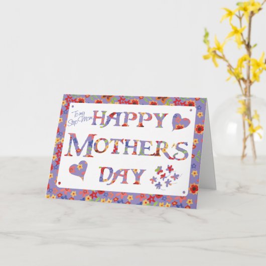 母かわいらし母の日のためのMauve Grannyプリント カード (黄色い花)