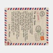 母かパーソナライズされたら息子への手紙、航空便 フリースブランケット (正面(横))