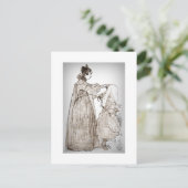 母が娘の髪を撫でる ポストカード (スタンド正面)