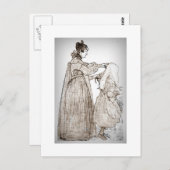 母が娘の髪を撫でる ポストカード (正面/裏面)