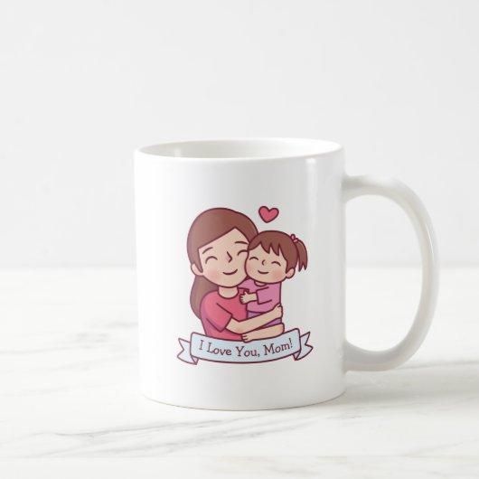 母が子供を抱きしめる、母を愛してる コーヒーマグカップ (右)