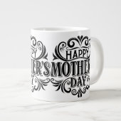 母が幸せな日を過ごすことを祈る ジャンボコーヒーマグカップ (正面右)
