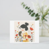 母が息子を抱き締める ポストカード (スタンド正面)