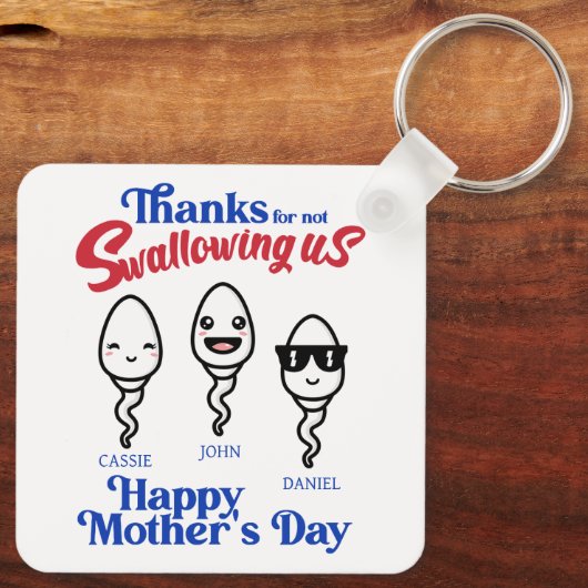 母が私たち感謝していの家族を飲み込まない日 キーホルダー (裏面)