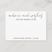 母が赤ちゃんシャワーのミニマルな人になることを願う アドバイスカード (正面)