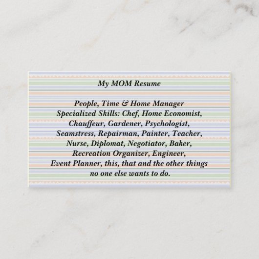 母が通話カードのおもしろいを再開 コーリングカード (正面)