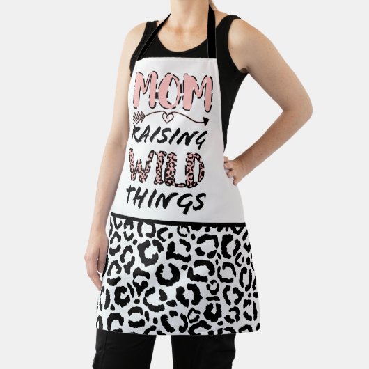 母が野生の物を育てる引用文おもしろいレオパード印刷 エプロン (インサイチュ)