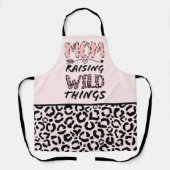 母が野生の物を育てる引用文おもしろいレオパード印刷 エプロン (正面)