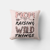 母が野生の物を育てる引用文おもしろいレオパード印刷 クッション (正面)