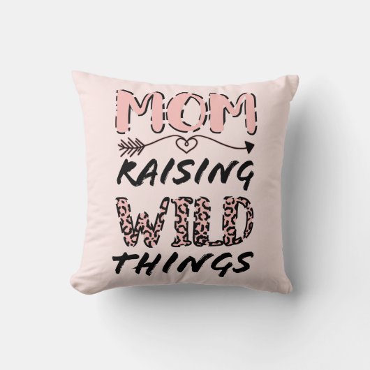 母が野生の物を育てる引用文おもしろいレオパード印刷 クッション (正面)