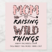 母が野生の物を育てる引用文おもしろいレオパード印刷 ワインラベル (シングルラベル)