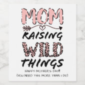 母が野生の物を育てる引用文おもしろいレオパード印刷 ワインラベル (シングルラベル)