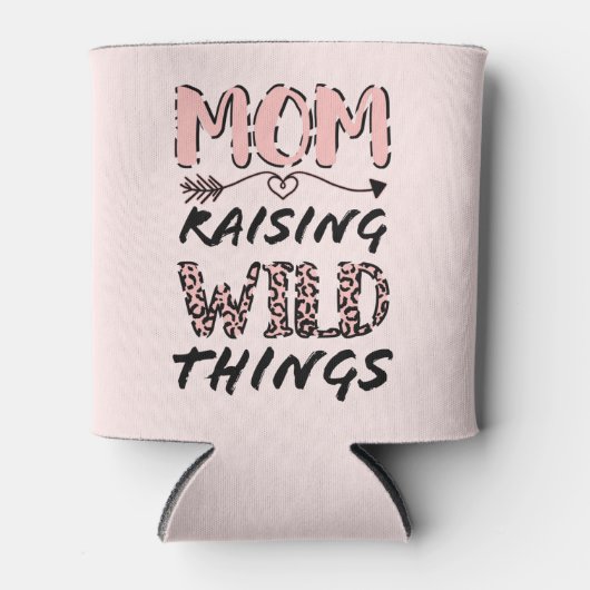 母が野生の物を育てる引用文おもしろいレオパード印刷 缶クーラー (正面)