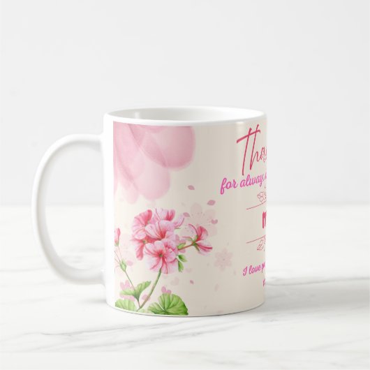 母さんいつも一緒にいてくれてありがとう コーヒーマグカップ (左)