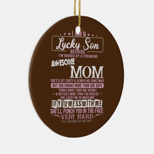 母さんが育てたラッキー素晴らしな誇りを持った子 セラミックオーナメント (右)