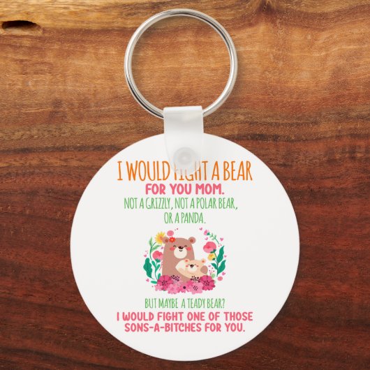 母さんのためにクマと戦うつもりだ キーホルダー (裏面)