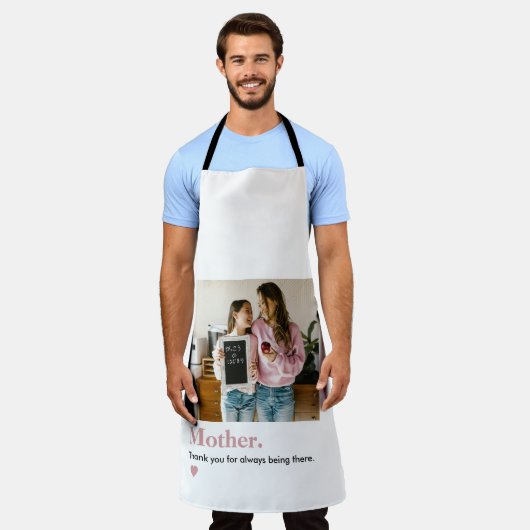母さんパーソナライズされたありがとう写真 エプロン (着用した状態)