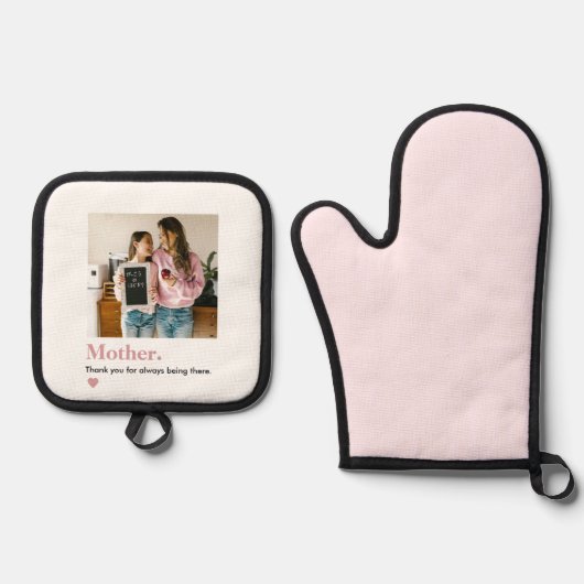 母さんパーソナライズされたありがとう写真 鍋つかみ&鍋敷きセット (正面)