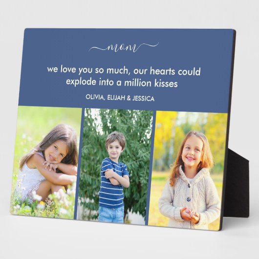 母さん私たちは愛する詩3フォトブルーとアイボリー フォトプラーク (側面)