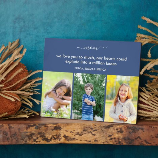 母さん私たちは愛する詩3フォトブルーとアイボリー フォトプラーク (側面)