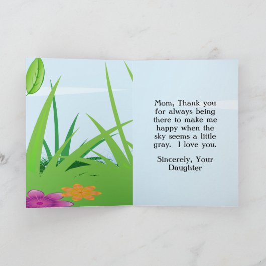 母さん私の日差し、母の日の挨拶 カード (内部)