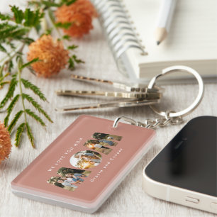 母さん3枚写モダン真テエレガントラコッタの母の日 キーホルダー