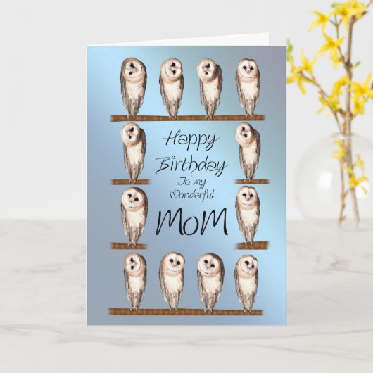 母さん、フクロウの誕生日カード。 カード (黄色い花)