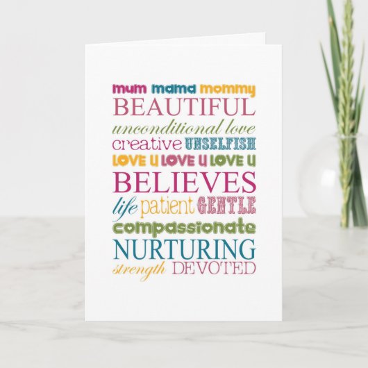 母さん、友達、母の日の親戚 カード (正面)