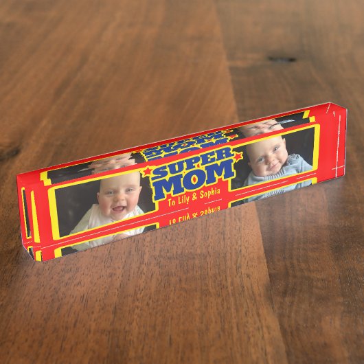 母すごいの子供の名前とフォトデスクプラーク デスクネームプレート (側面)