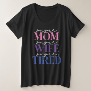 母すごい妻疲れた(黒)プラスTシャツ大 プラスサイズTシャツ