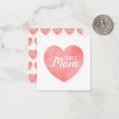 母すごい文字ピンクのハート、母の日デザイン ノートカード (正面/裏面インサイチュ)