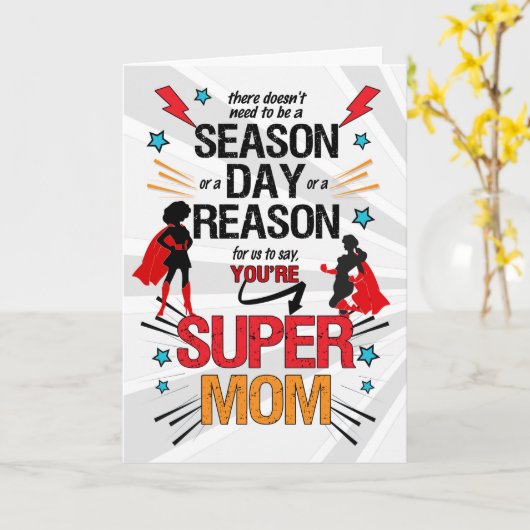 母すごい母の日の漫画本のお母さん カード (黄色い花)