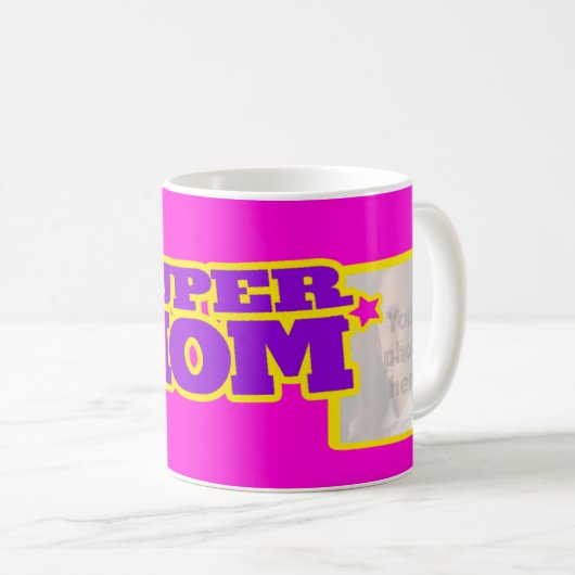 母すごい2枚ピンクパープルイエローマグカップ コーヒーマグカップ (正面右)