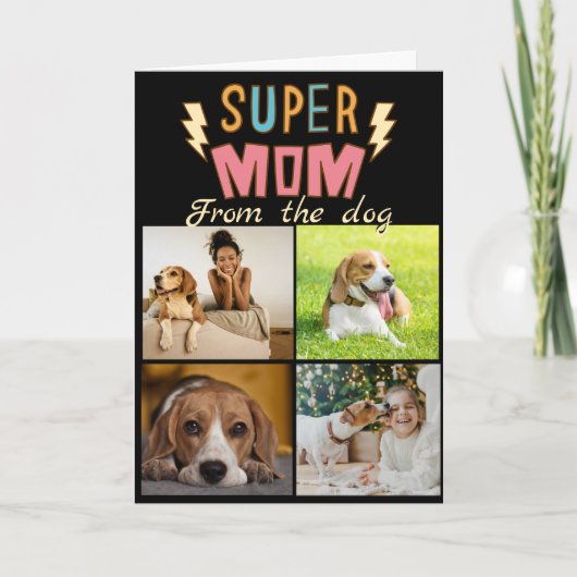 母すごい...4枚の写真カスタムコラージュBeagle Card サンキューカード (正面)