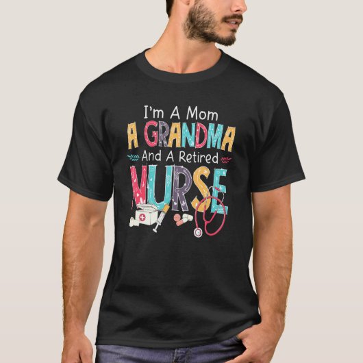 母である退職看護師の聴診器 退職 Tシャツ (正面)