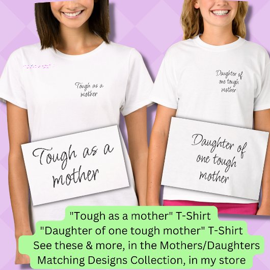 母としてタフ、母の女の子は青に一致 Tシャツ
