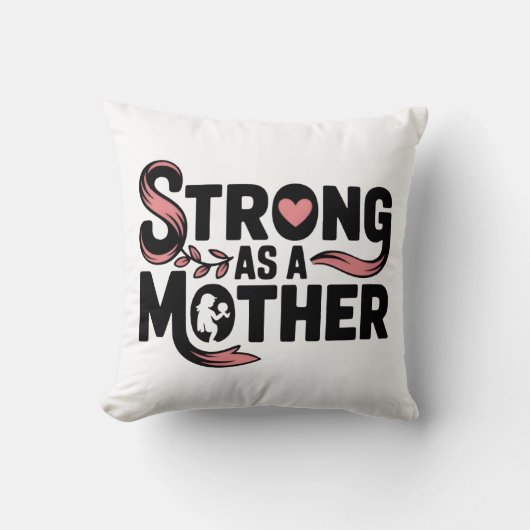 母として強いブラック&ピンクと母の抱き合い クッション (正面)