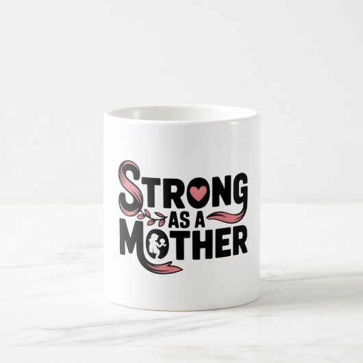 母として強い黒とピンクのママ保持ベビー コーヒーマグカップ (中央)