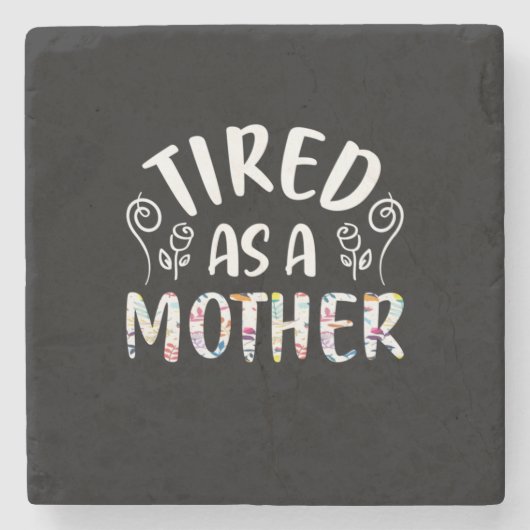 母として疲れた母アート ストーンコースター (正面)