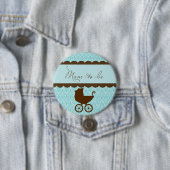 母とエレガントベビーの馬車とブルーダマスク 缶バッジ (インサイチュ)