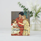 母とサラが赤ちゃんを愛でる - 母の日 ポストカード (スタンド正面)