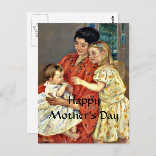母とサラが赤ちゃんを愛でる - 母の日 ポストカード (正面/裏面)