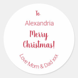 母とパパからかわいいメリークリスマスミニマル ラウンドシール