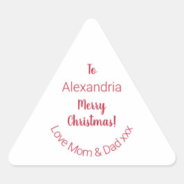 母とパパからかわいいメリークリスマスミニマル 三角形シール